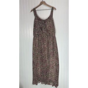 Denim 24/7 Boho Sleeveless Maxi Dress 24W Peacock Feather Print Lined India